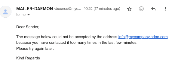 エイリアスに何度も連絡を試みるとバウンスメールが届きます。