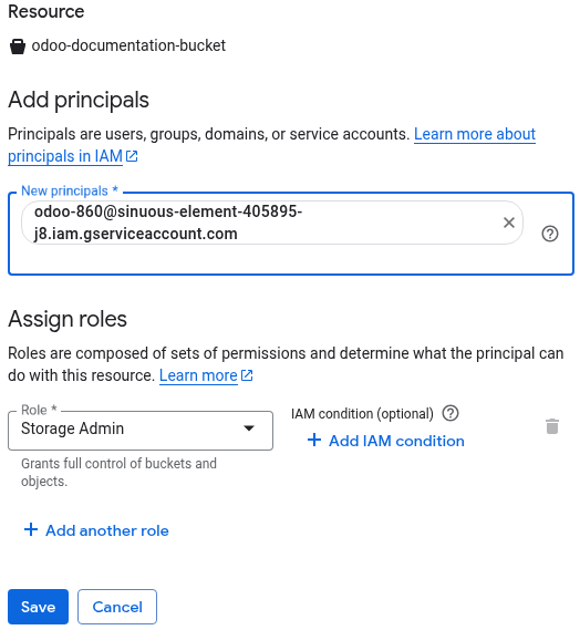 Google Cloud Storage バケットにプリンシパルを追加する