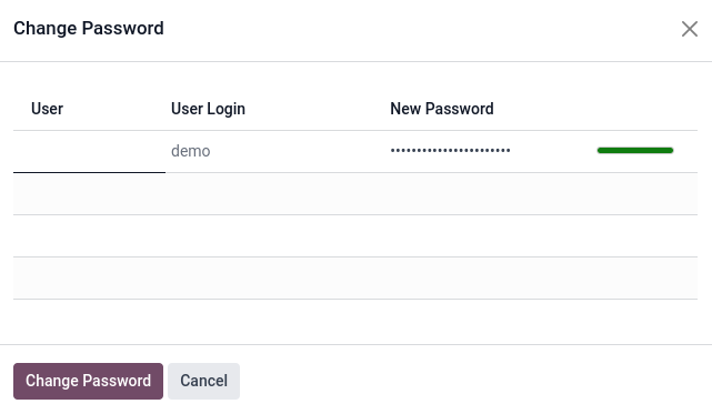 Odooでユーザのパスワードを変更します。
