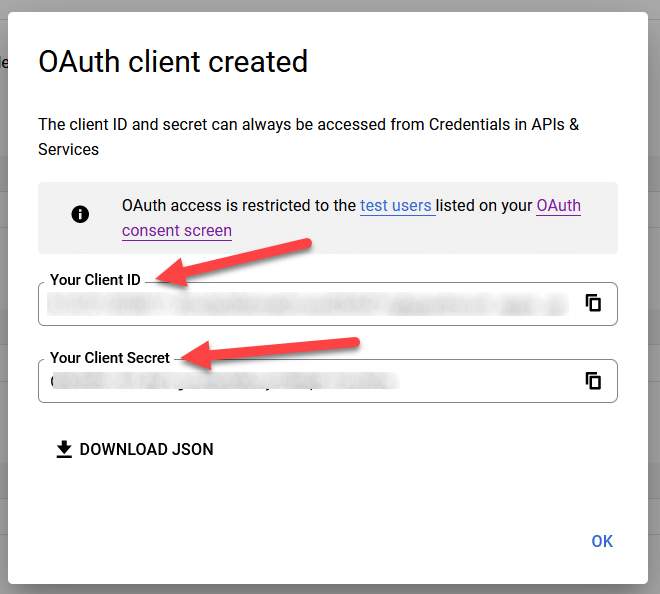 Google OAuth用のクライアントIDとクライアントシークレット