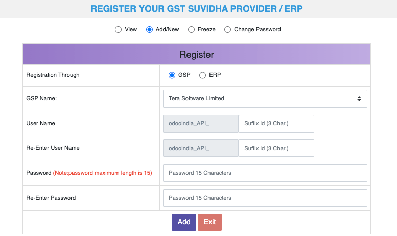 GSP API登録情報の送信