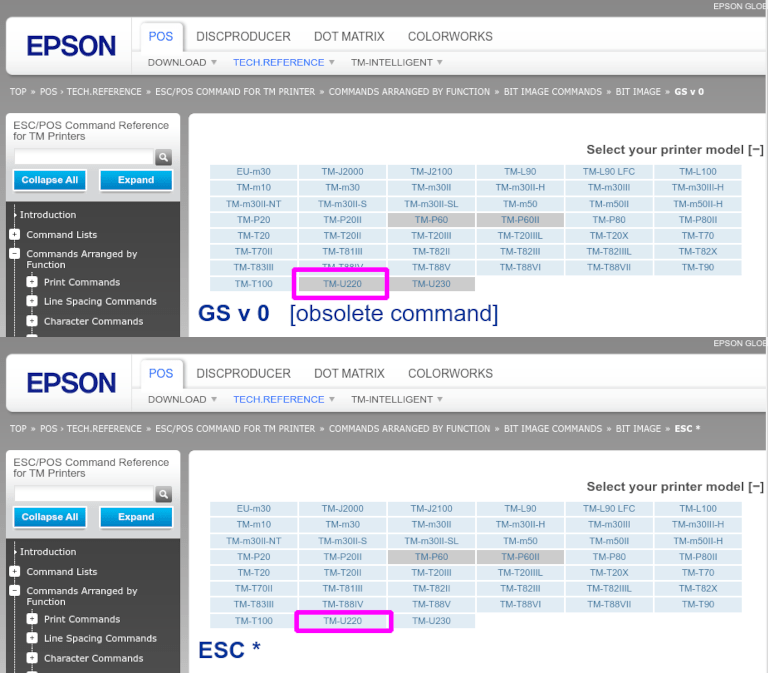 EpsonウェブサイトからのEpson互換性確認