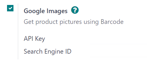 Odoo設定アプリページのGoogle画像設定。
