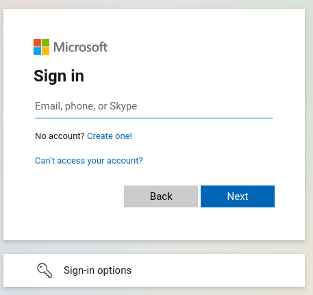 Microsoftログイン認証情報を入力して下さい。