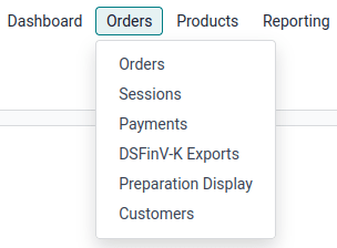 DSFinV-Kをエキスポートするためのメニュー
