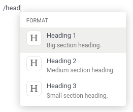 "head"という言葉を使ってフィルタリングされたコマンドのPowerbox。